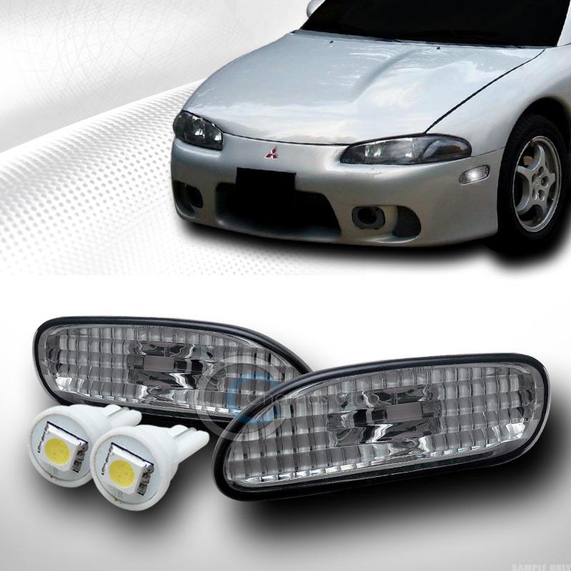 Depo smoke lens side marker bumper lights+1 smd led bulbs 95-98 99 eclipse/talon