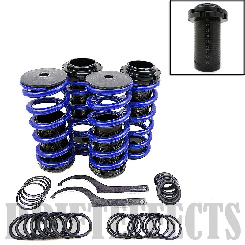 Blue 0"-4" scale sleeve lowering adjustable coilover spring suspension ef eg ek