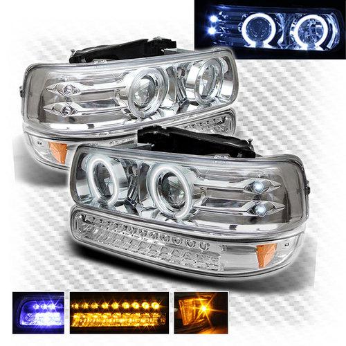 Chevy suburban halo led projector headlights led bumper+corner+head lights pair