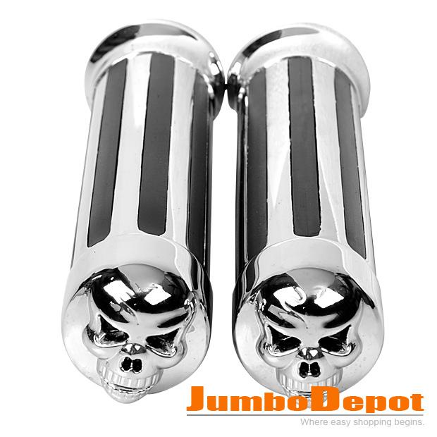 Skull cool look motorcycle chrome plated handlebars handle grips for 1'' harley 