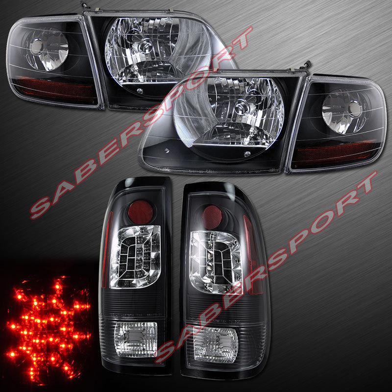 1997.8-2003 ford f-150 svt style headlights + corner + black led tail lights