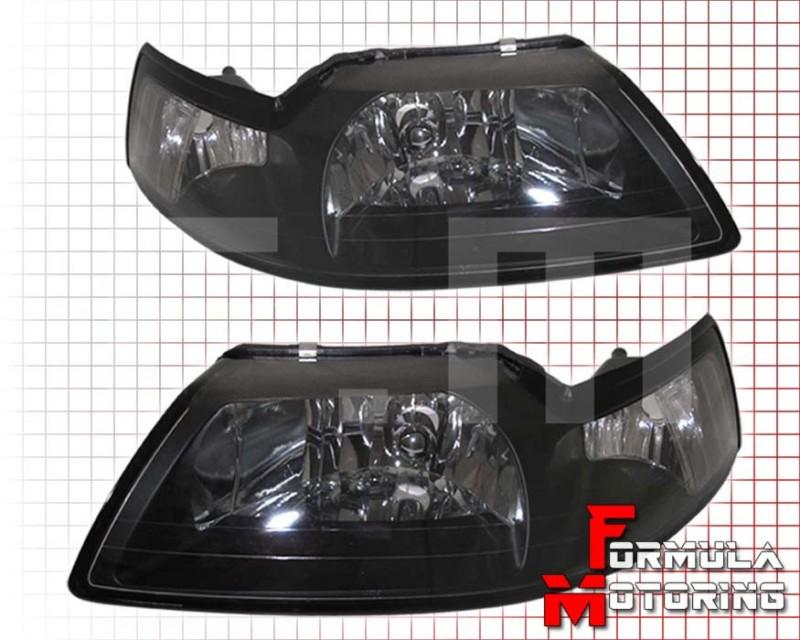 Ford mustang 99-04 gt svt crystal black/clear headlights corner turn signal lamp