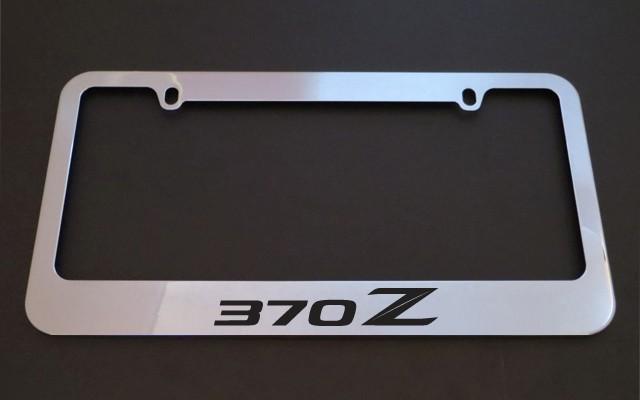 1 brand new nissan 370z chrome metal license plate frames + screw caps