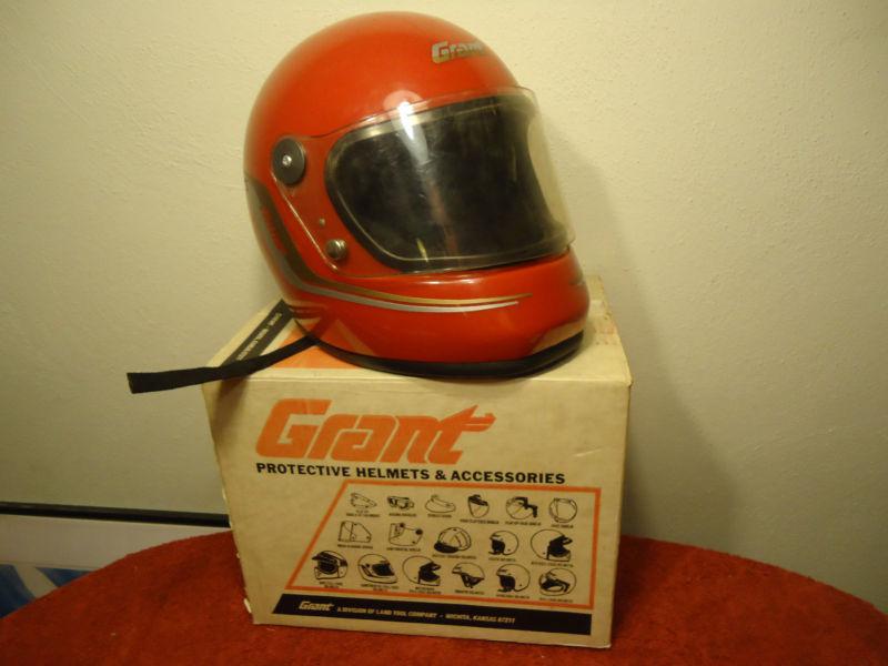 Vintage red grant maxon motorcycle old helmet with box rare large l