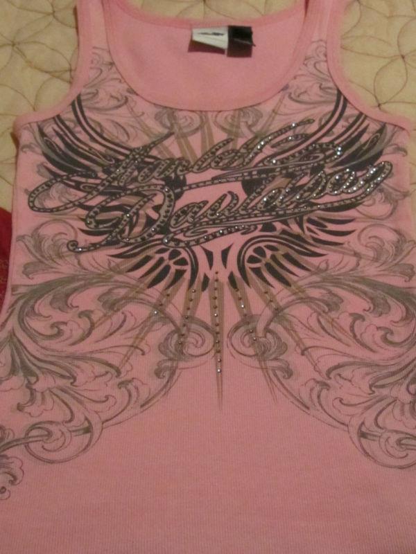 Gorgeous genuine harley davidson pink wings rhinestone tank s