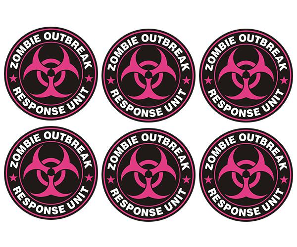 Zombie outbreak response unit decal 6 2"x2" pink vinyl hard hat sticker zu1