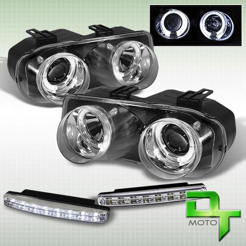 Drl led bumper fog+1994-1997 acura integra dual halo chrome projector headlights