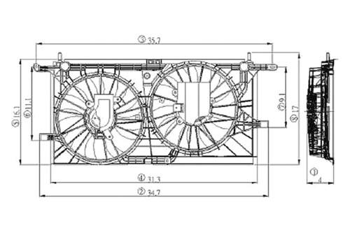 Replace gm3115136 - 02-07 buick rendezvous dual fan assembly suv oe style part