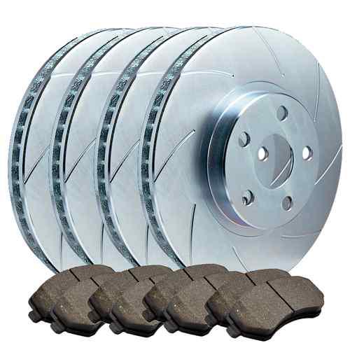 Fits honda accord hybrid v6 new f/r set slotted only brake rotors & ceramic pads