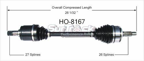 Surtrack perf axles ho-8167 cv half-shaft assembly-new cv axle shaft