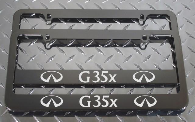 2 brand new infiniti g35x gunmetal license plate frame + screw caps