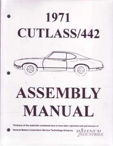 1971 olds cutlass factory assembly manual  f-85, s, supreme & 442    71