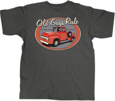 Old guys rule t-shirt cotton gray short sleeve old guys rule men's large each