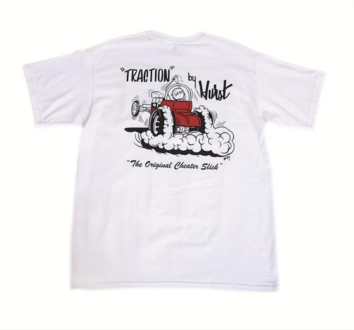 Genuine hotrod hardware t-shirt cotton white traction by hurst logo men's xl ea