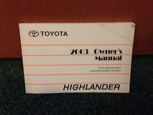 2003 toyota highlander owners manual