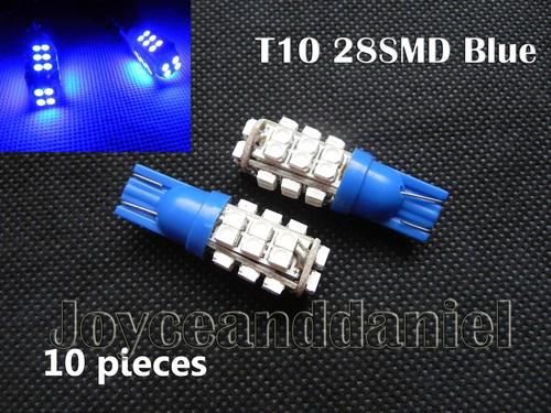 Blue 10x t10 28 smd 1210 led 194 168 906 wedge car lamp light bulb 12v a030