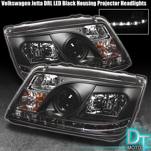 99-05 vw jetta mk4 black projector headlights +daytime led running lights lamps