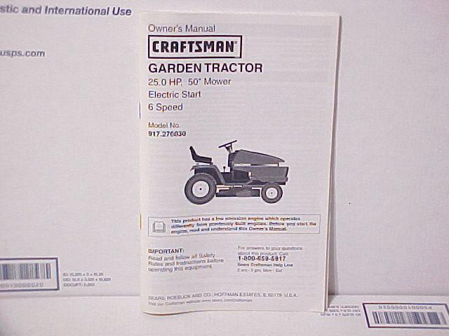 Sears craftsman lawn garden tractor 25 hp 50" mower #917.276030 owners manual