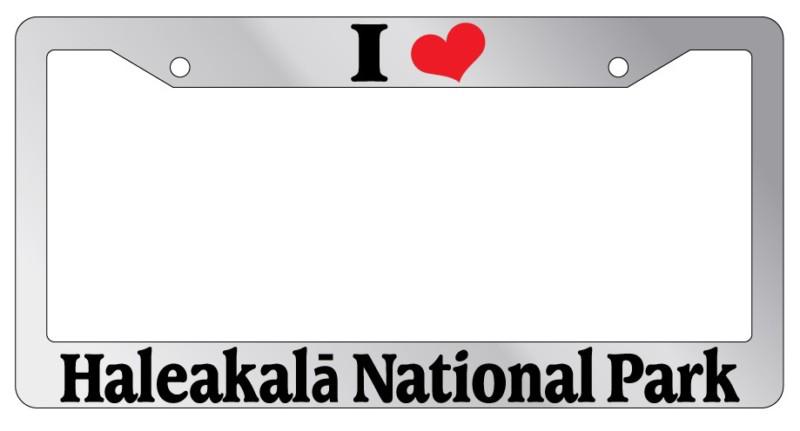 Chrome license plate frame i heart halaekala national park auto accessory