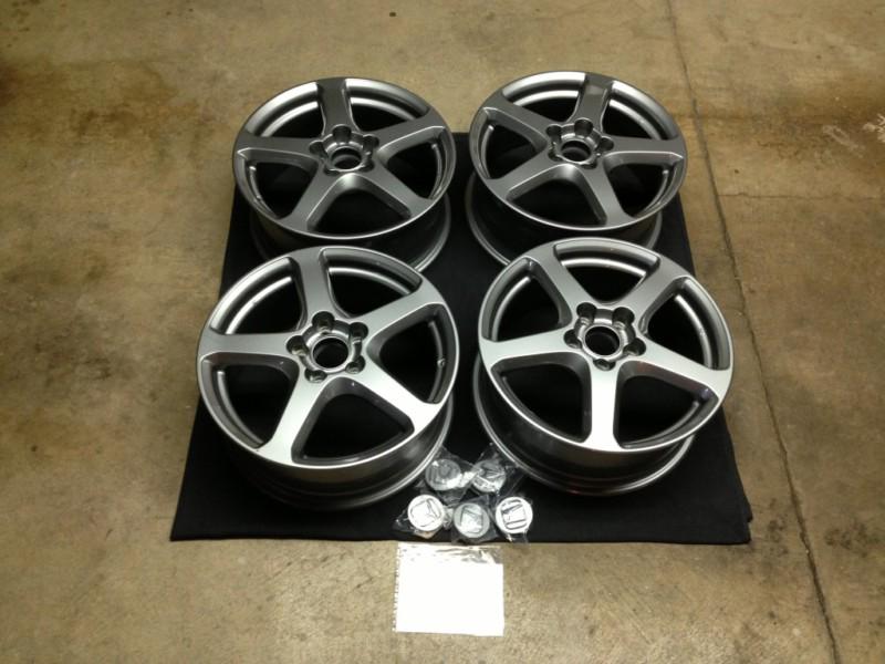 Oem ep-r5 / hfp wheels 04-05 honda civic si hatchback 17x7 +45 gunmetal