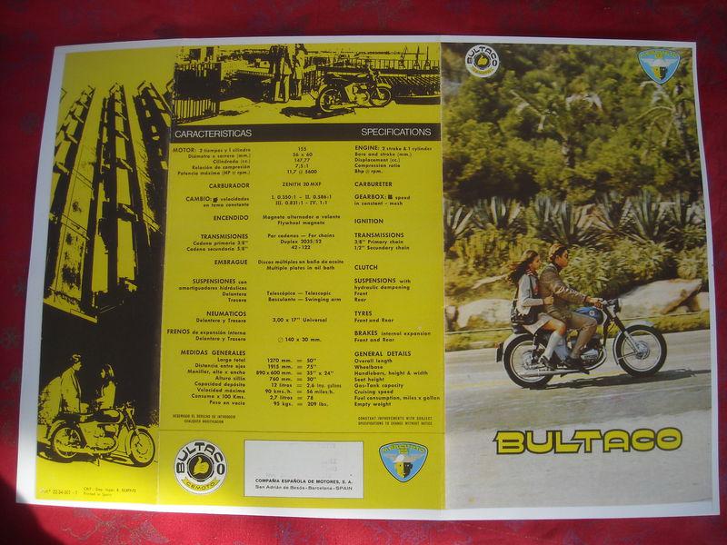 Bultaco mercurio 155, 22m, photocopy factory sales brochure, original size  