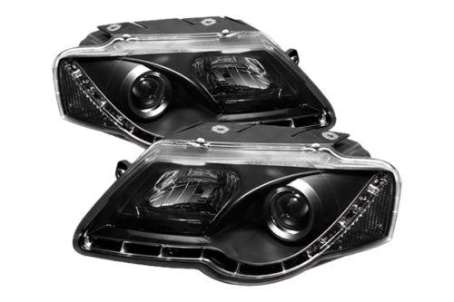 Spyder vp06drl black clear projector headlights head light w leds 2 pcs 1 pair