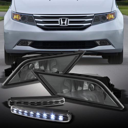 11-13 odyssey bumper smoked fog lights w/switch + drl led daytime running lamps