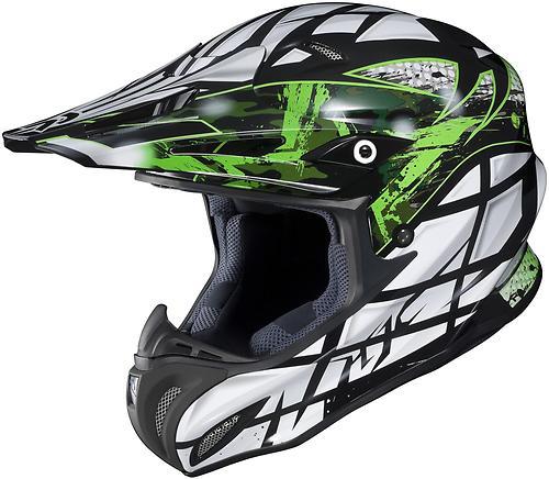 New hjc rpha-x tempest offroad/motocross adult helmet,mc-4/green/black,large/lg