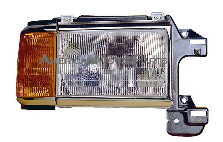 Passenger replacement headlight w/ chrome & black trim corner lamp ford f-series