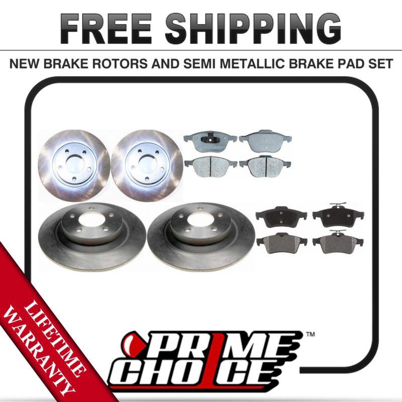 Front + rear kit (4) brake rotors & (8) brake pads with lifetime warranty