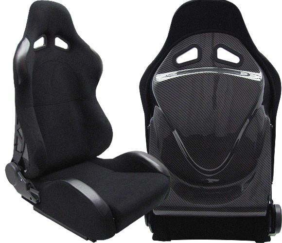 2 black & carbon look back racing seats reclinable + sliders volkswagen new *