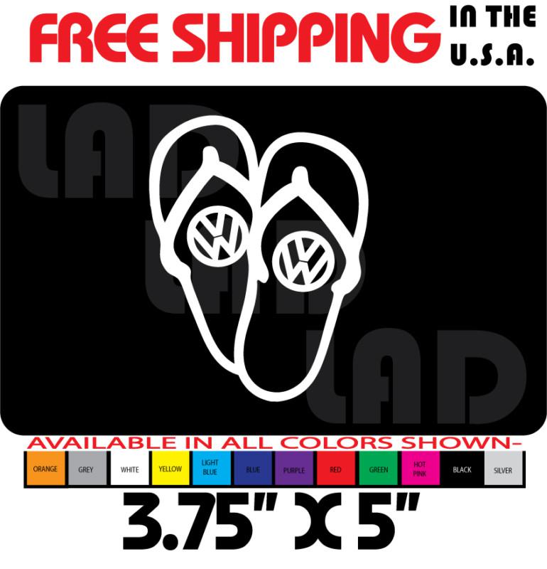 2- sandals vw vinyl decal sticker 3.75" x 5" bug bus thing gti rabbit eos 