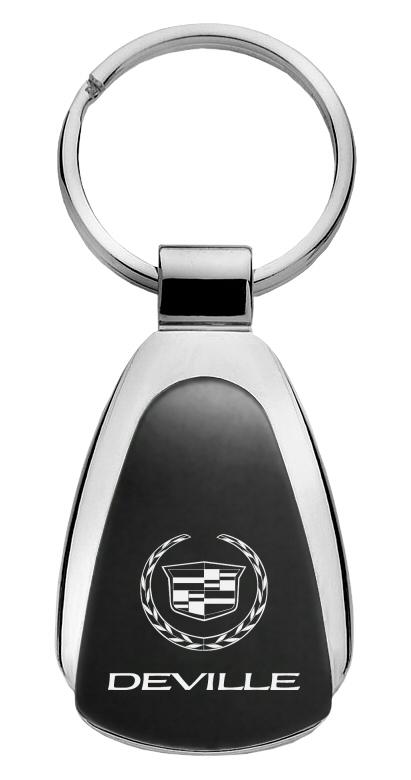 Cadillac deville black tear drop key chain ring tag key fob logo lanyard