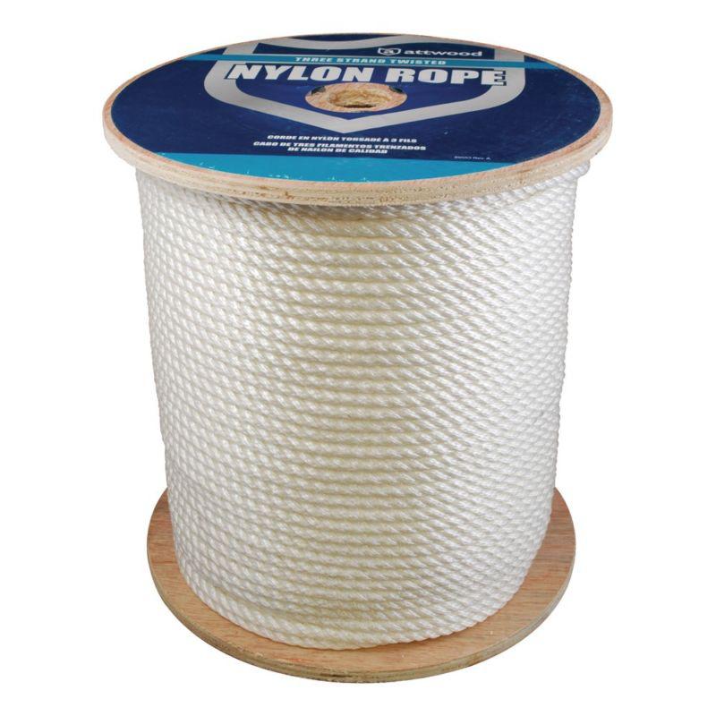 Attwood 117579-1 twisted nylon bulk rope dock line .75" x 600' white