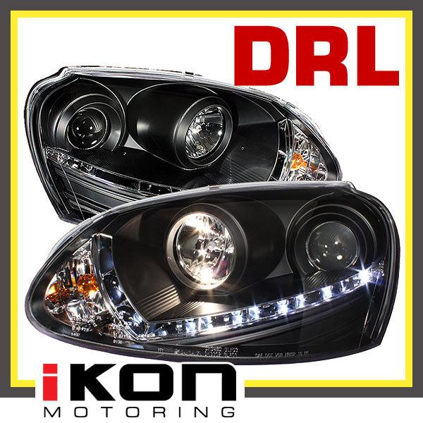 06-08 vw golf jetta gti r32 drl projector headlights bk 07