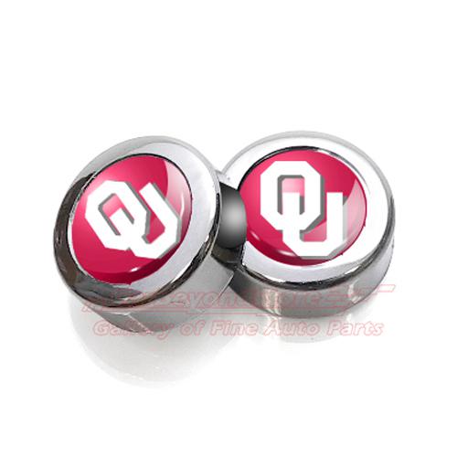 University of oklahoma sooners license plate frame chrome screw covers, pair