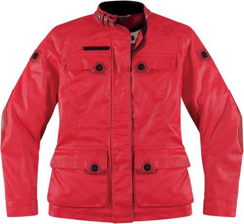 Icon one thousand akorp ladies motorcycle jacket michief red size medium