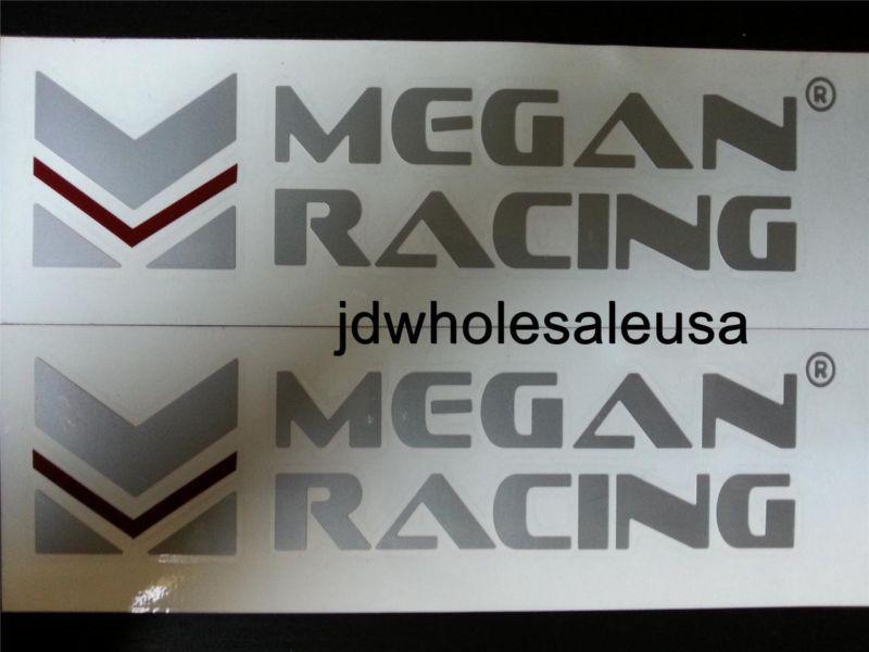 2 x megan racing decals stickers vinyl car truck sedan coupe silver & burgundy