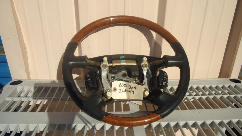 2001-2003 infiniti qx4 wood grain steering wheel oem black