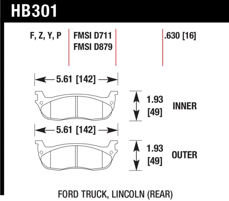 Hawk performance hb301p.630 disc brake pad