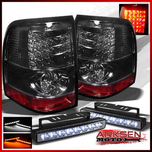 White/amber led bumper fog lamp+smoked 02-05 explorer 4 door led tail lights set