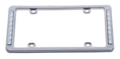 United pacific license plate frame plastic chrome red led light each 50122