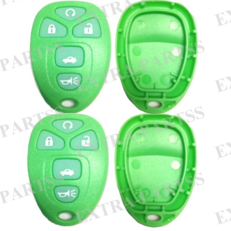 2 new green glow replacement gm keyless remote key fob shell case & pad clicker