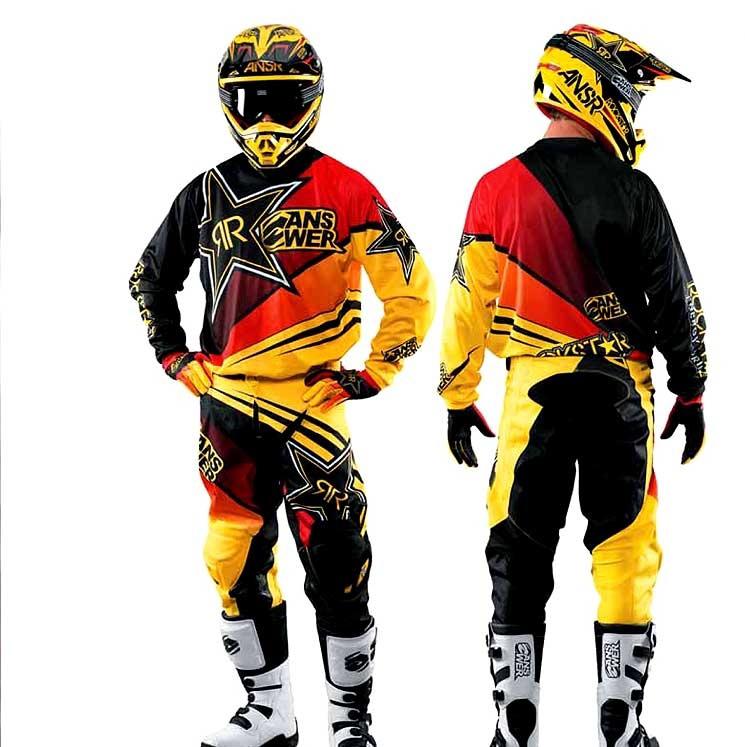 Answer rockstar offroad gear jersey pant gloves bk/rd/yw motocross offroad