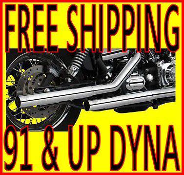 Vance & hines chrome slip-on mufflers pipes 1991-2014 harley dyna fxd fxdwg