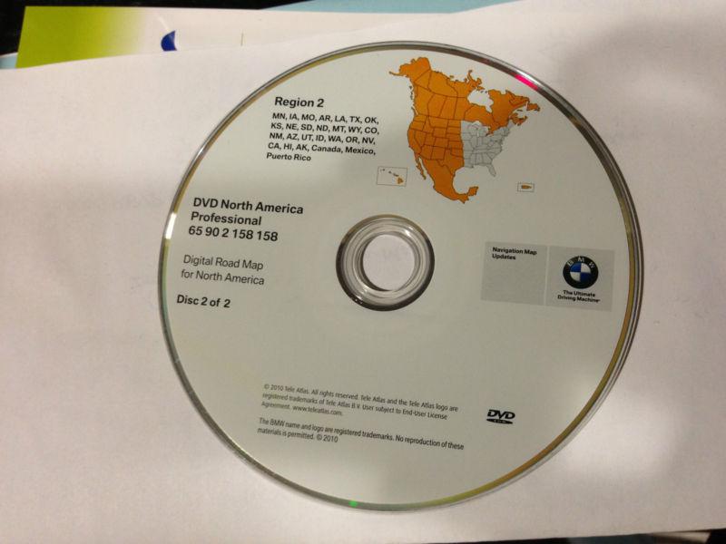 Genuine bmw x5 e70 x6 e71 navigation dvd map # 158 *west* u.s. update © 2011 oem