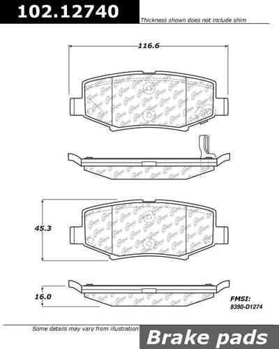 Centric 102.12740 brake pad or shoe, rear-c-tek metallic brake pads