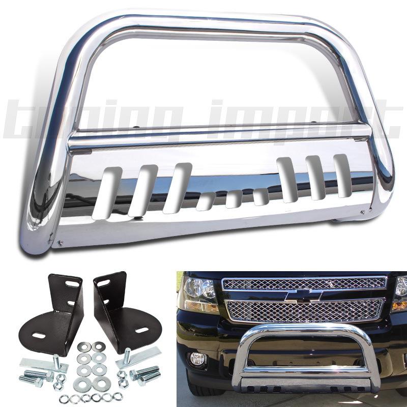 Chevy avalanche silverado tahoe chrome stainless steel push bull bar grille cab