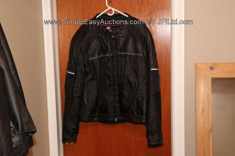 Mens first racing motorcycle motorbike cafe racer leather textile jacket sz l m