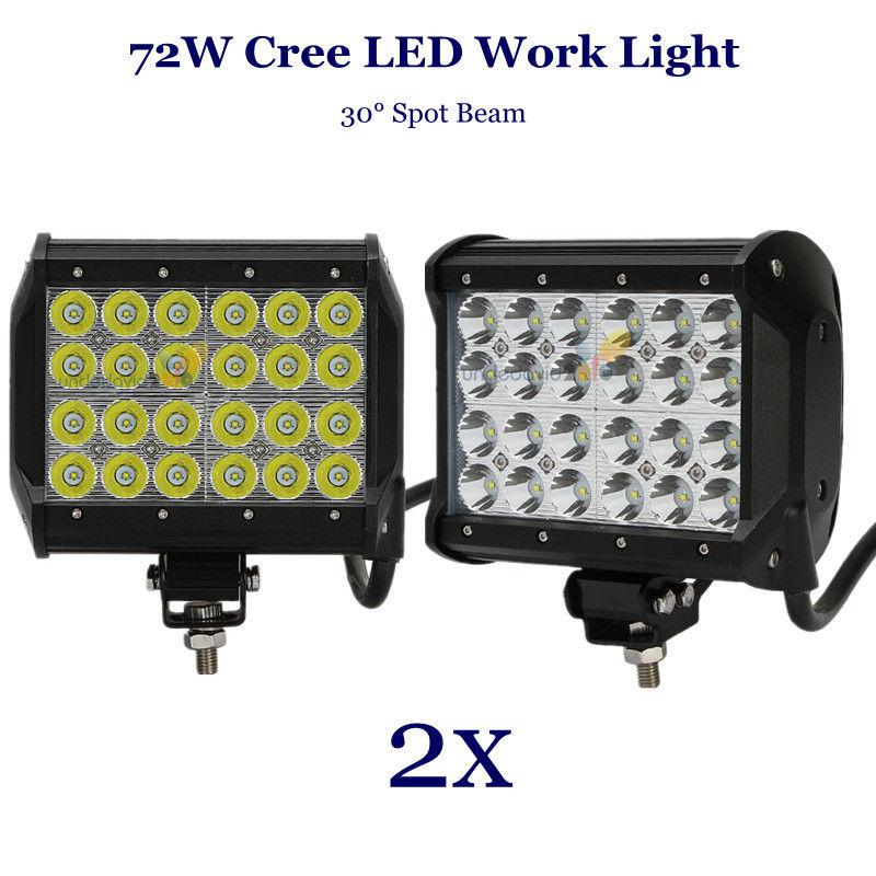 2x 72w quad row cree led work light spot beam lamp 4x4 offroad jeep suv truck